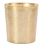 deco 79 gold waste bin front view shows elegant finish and decorative appeal