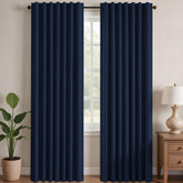Deconovo navy front panels showing full blackout coverage and style