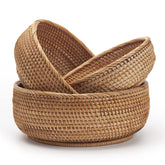 DECRAFTS front view of three baskets showing natural aesthetic and balance