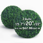 Decwin front packaging showing two boxed 20 inch boxwood balls and included kit for easy setup