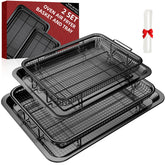 DEGOVIN front view of complete 6-piece set showing all baskets and trays for fast cooking