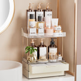 Delamu front view of cream white organizer showing tidy countertop storage benefit