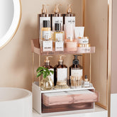Delamu front view of organizer showing clear PET tiers and neat storage benefit