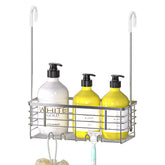 DELLAN front view of hanging shower organizer showing tidy storage benefit