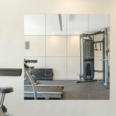 Delma front view of 16 mirror tiles showing clean frameless look and easy alignment