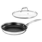 DELUXE 12" skillet front view with lid showing durable design and versatile use