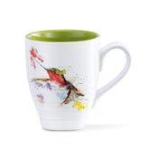 DEMDACO front view of hummer and flower mug showing artwork and green glaze benefit decorative appeal