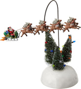 Department 56 flaming sleigh front view showcasing multicolor lights and motion