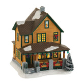 Department 56 Ralphie’s House front view showing iconic leg lamp and charm