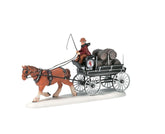 Department 56 front view of horse-drawn beer wagon showing pub-ready detail and authentic styling