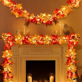 DEPMEM garland front view showing full 9ft length and colorful leaves for instant fall impact