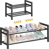 Detsuk front view of assembled rack showing neat shoe storage benefit