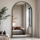 Dewfig arched full-length mirror front view showing elegant silhouette and room brightening