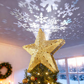 DG-Direct gold star front view showing illuminated topper and festive glow