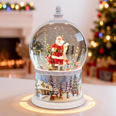 DGSCAK front view of snow globe lantern showing warm glow and vintage charm