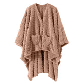 Dgsfmi front view poncho blush showing full coverage and cozy fit