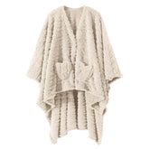 Dgsfmi front view of ivory wearable blanket showing full coverage and comfort