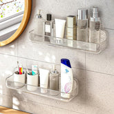 Diesisa clear acrylic shelf front view showing neat storage benefit