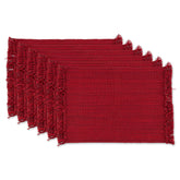 DII redwood placemat front view showing woven texture and fringe benefit: elegant tabletop finishing