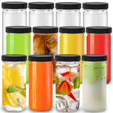 DilaBee 12-pack front view showing clear bottles and lids for neat storage