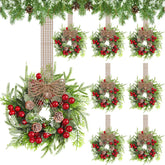 Dingion front view of the 8-piece wreath set showing coordinated mini wreaths for easy decorating