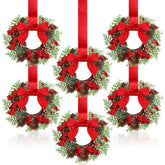 Dingion front view of six mini wreaths showing coordinated set and ease