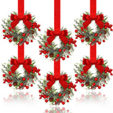 Dingion mini wreath pack front view showing six ribboned wreaths, easy seasonal decorating