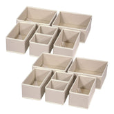 DIOMMELL front view of twelve beige foldable organizers showing tidy storage benefit