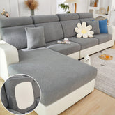 Disayu front view showing full gray slipcover protection and refreshed sofa look