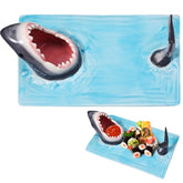 Djungelskog shark plate front view showing playful shark design and serving area