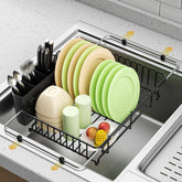 DLDSHI front view over-sink rack showing space-saving drying