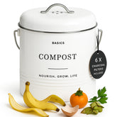 D'Lifeful front view showing compact white compost bin for tidy counters