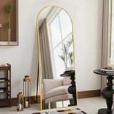 DMWOODFL full-length arched mirror front view shows elegant reflection benefit