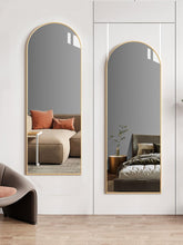 DMWOODFL gold arched mirror front view for elegant full-length reflection