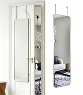 DMWOODFL front view of full-length over-the-door mirror showing clear reflection and style