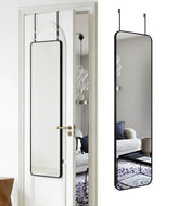 DMWOODFL full-length mirror front view showing slim aluminum frame and clear reflection