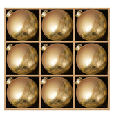 DN DECONATION front view of gold matte ornament set showing elegant presentation