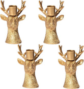 DN DECONATION front view of brass gold reindeer candle holder showcasing shape and charm