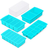 Doasuwish front packaging showing four silicone tray sizes and lids for organized freezing