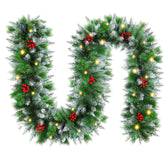 DoHome garland front view showing full 9ft length and berry accents, perfect coverage