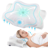 DONAMA front view of king-size pillow showing contour for better neck support