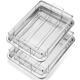 DONGULI front view of four-piece air fryer basket set showing durable construction and fit