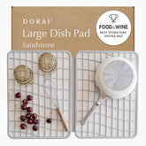 Dorai dish pad front view showing sandstone finish and fast drying benefit