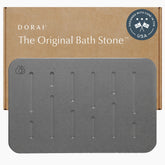 Dorai stone bath mat front view showing Rain Slate finish and modern look