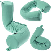 Dot&Dot front view green pillow showing full 26-inch shape and versatile bend