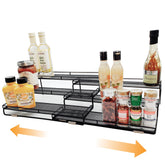 DOTORYDESIGN front view of expanded spice rack showing organized bottles and jars benefit visibility
