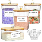 Dounozzi clear laundry set front view showing organized containers and benefits of visibility