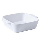 DOWAN front view of white 8x8 baking dish shows clean design and serving readiness
