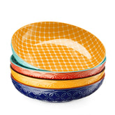 DOWAN front view of four colorful Bonita bowls showing vibrant table appeal