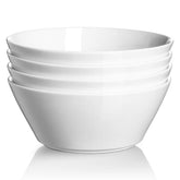 DOWAN front view of four bowls showing clean white finish and capacity